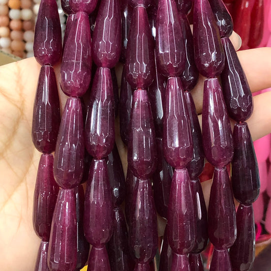 Natural Faceted Dark Red Chalcedony Jades Stone