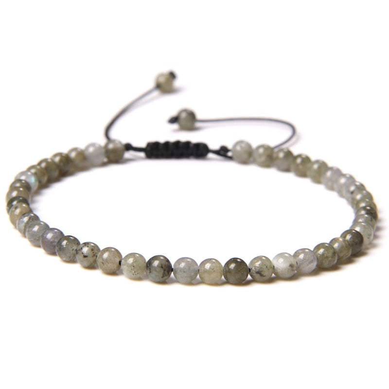 4mm Natural Stone Beads Braided Bracelet Labradorite