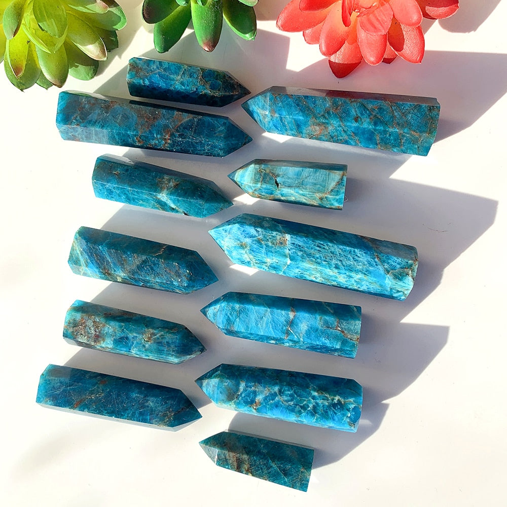 Healing Crystal Blue Apatite Single Point Wand