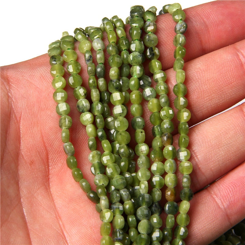 Faceted Round Green Russian Jades Stone Beads