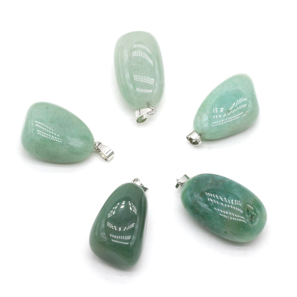 Stone Crystal Pendants Polished Green Jades