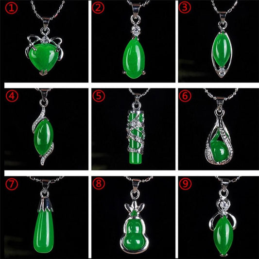 Natural Green Hetian Jade Pendant 925 Silver