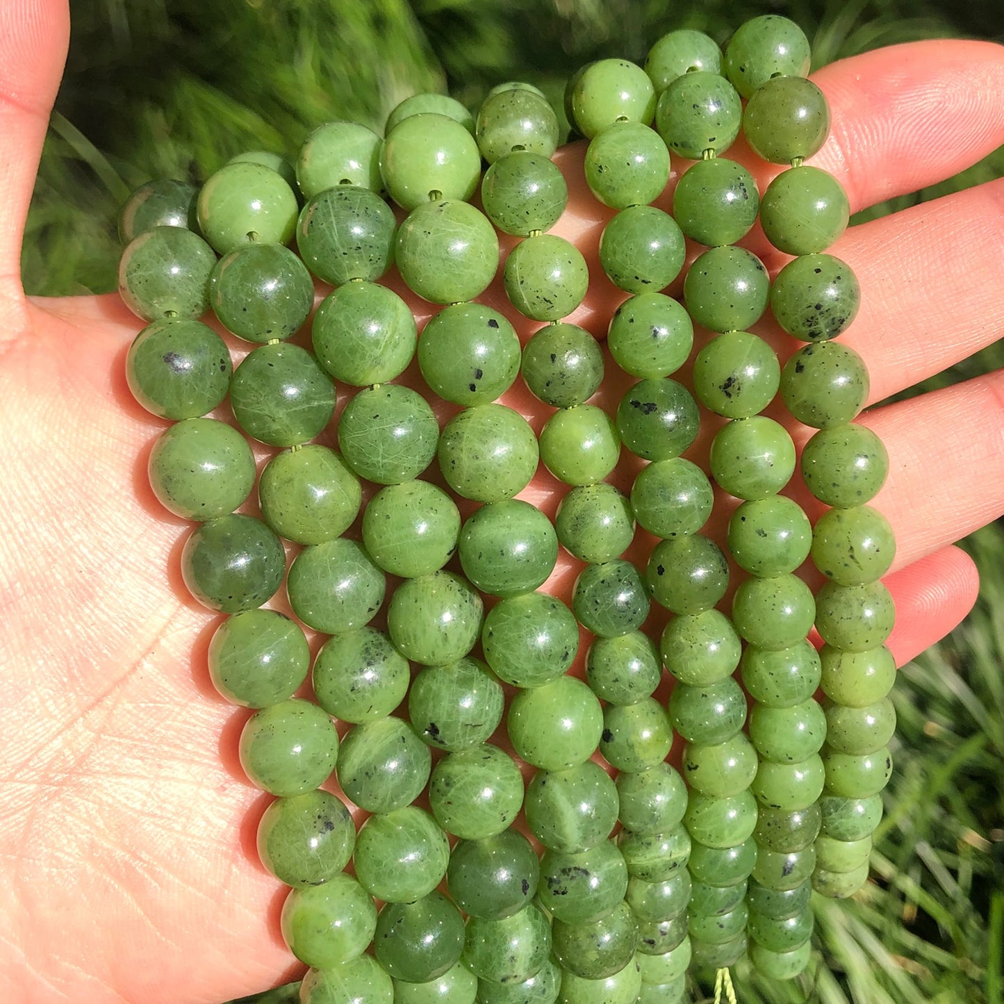 Green Natural Canadian Jade Beads Round