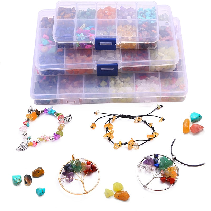 Stone Crystal Amethyst Chips Beads Kit Lobster Clasp