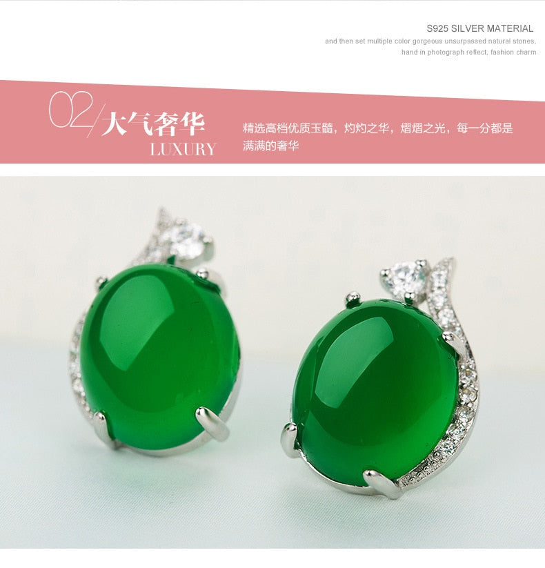 Real Agate Simple Crown Jade Earrings Fine Jewelry