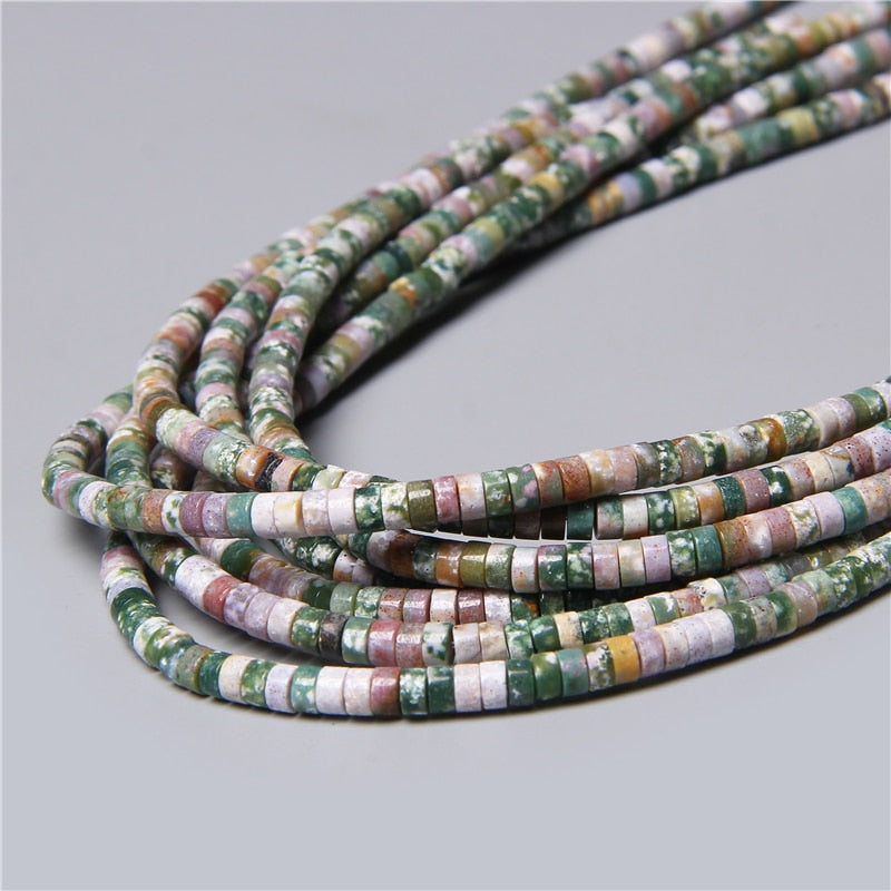 Natural Flat Disc Round Stone Crystal Jades Spacer Beads