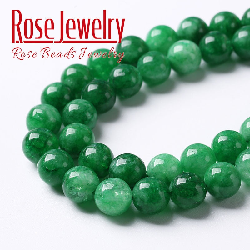 Natural Green Lace Jades Beads Round Loose Stone