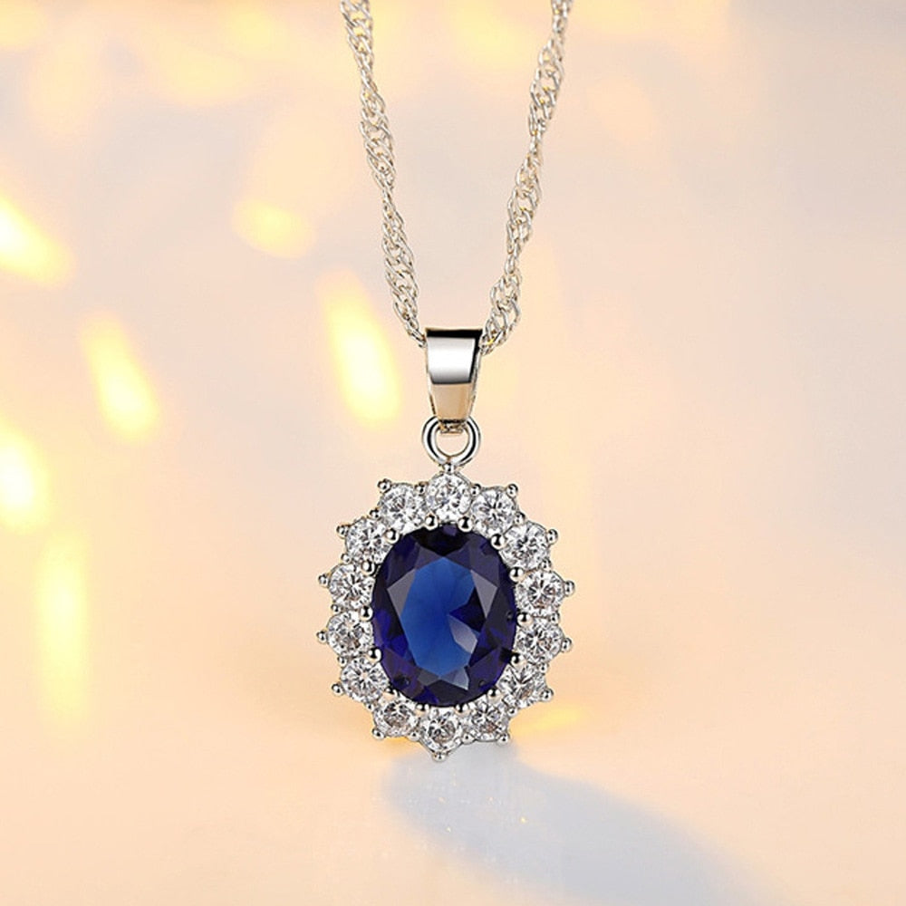 JADE ANGEL Ring Set Luxury Sapphire Silver