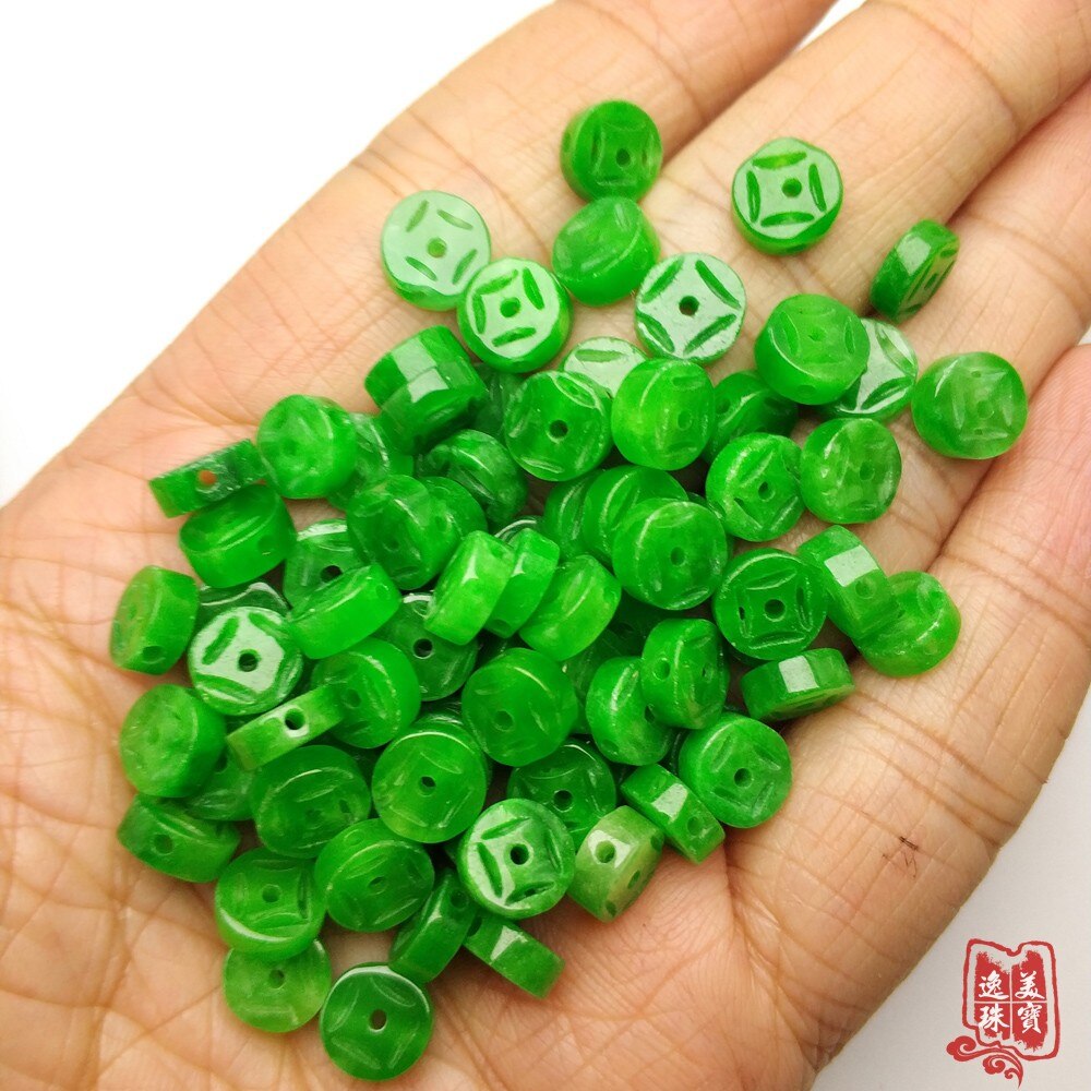 Green Jade Beads DIY Bracelet Bangle Charm Jadeite