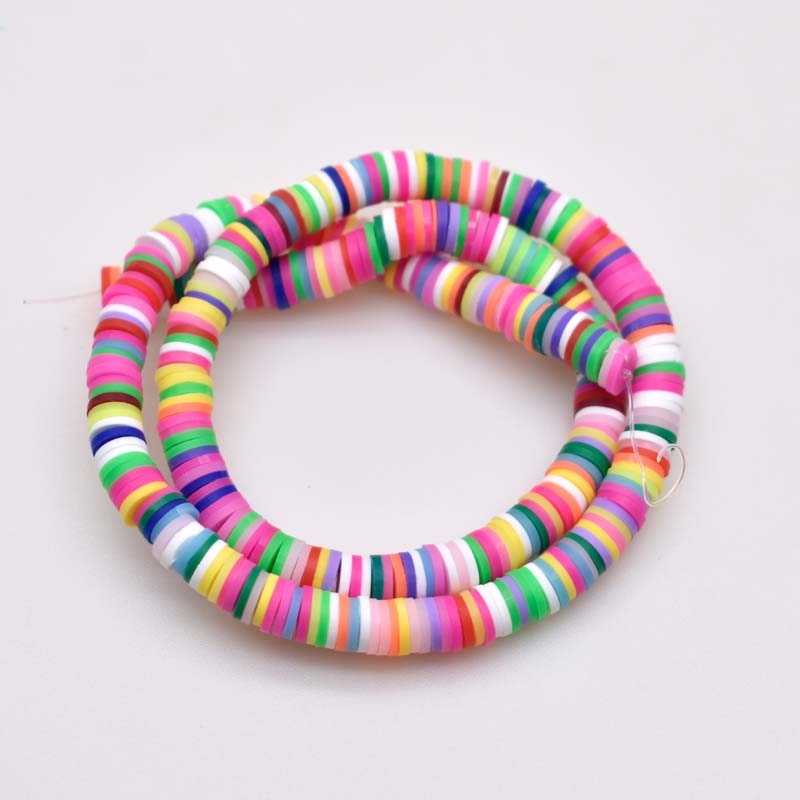 Flat Round Handmade Polymer Clay beads Chip Disk