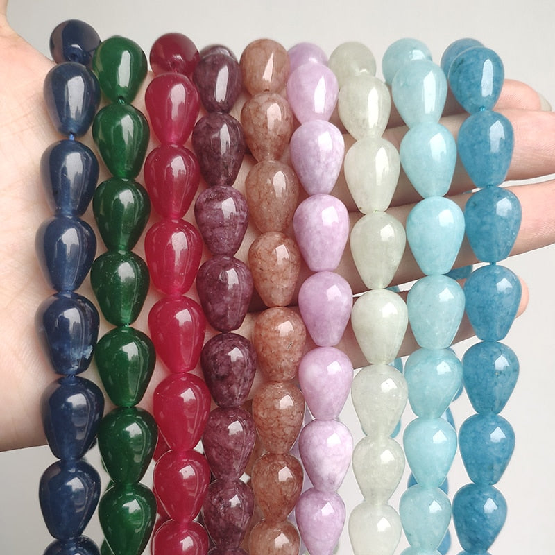 Jades Angelite Amazonite Waterdrop Shape Loose Beads