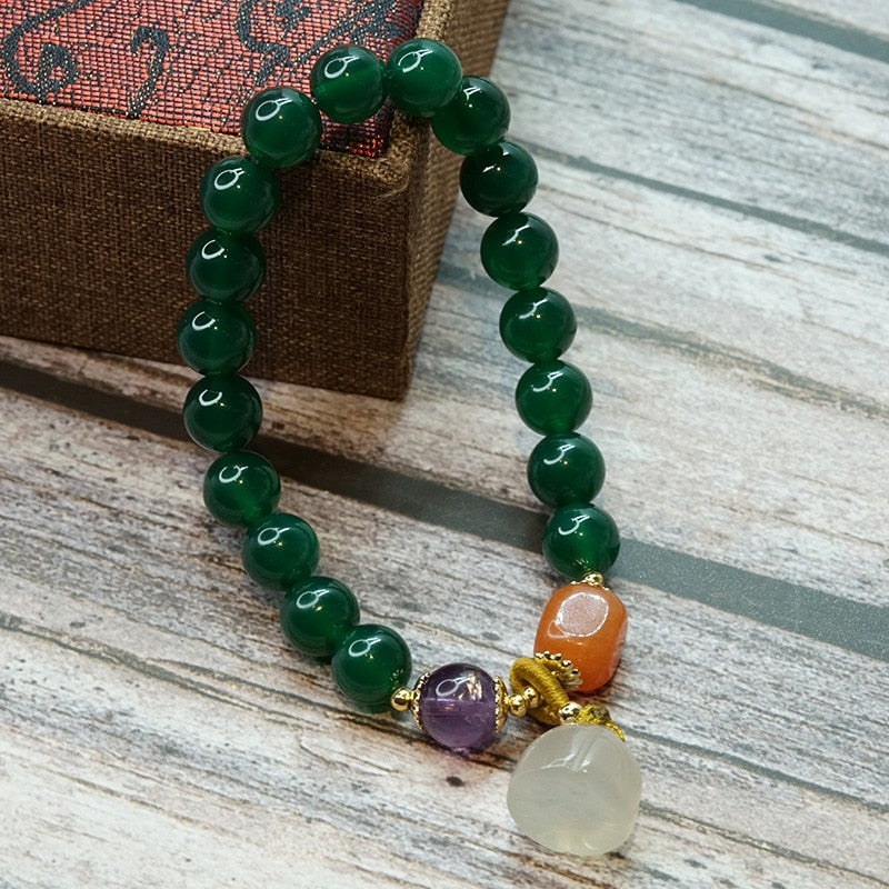 Women Handmade Jade Beaded Strand Bracelet