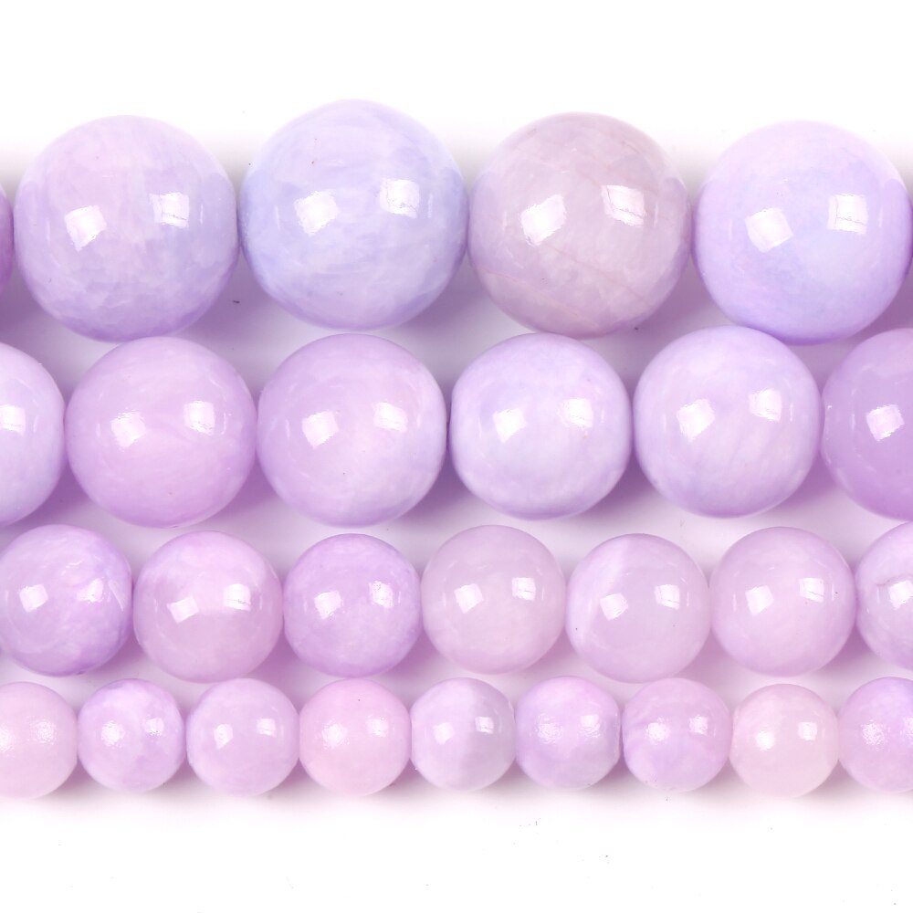Purple Natural Stone Angelite Jades Round Loose Spacer Beads