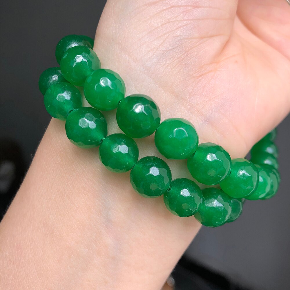 Natural Faceted Dark Green Chalcedony Jades Stone