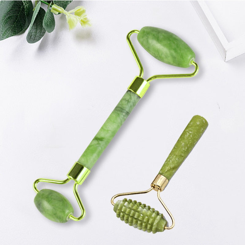 Natural Face Massager Guasha Jade Roller Scraper