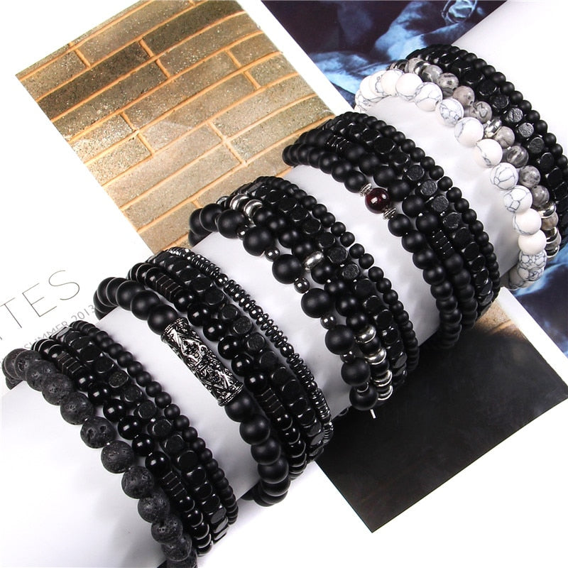 Fashion Natural Stone Beads Men Bracelet Multilayer