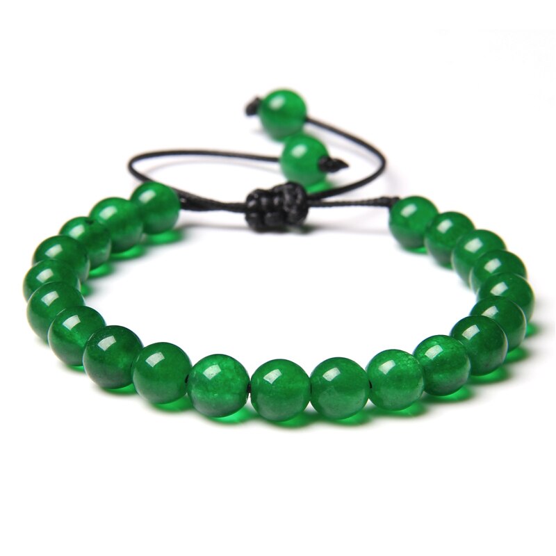 Green Natural Stone Beads Braided Bracelet Malachite