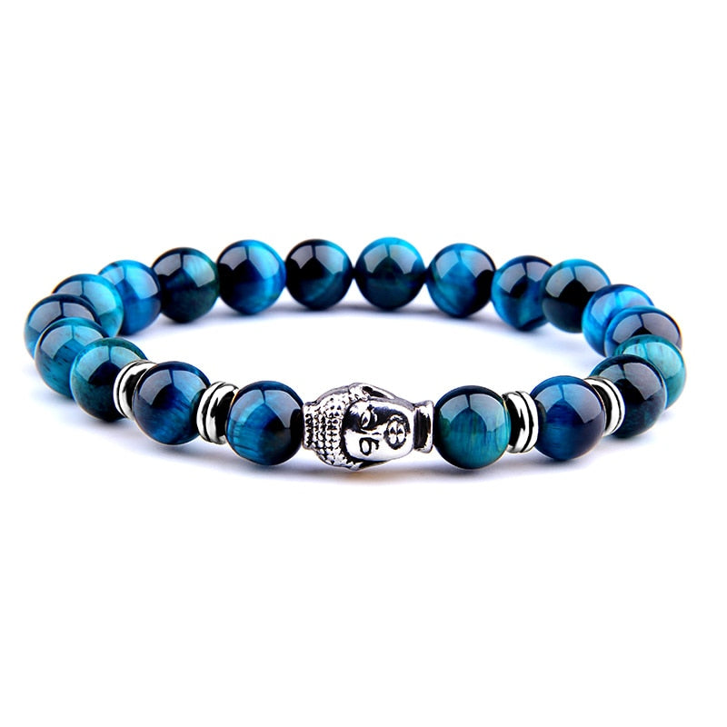Fashion Natural Royal Blue Tiger Eye Stone Beads Bracelet