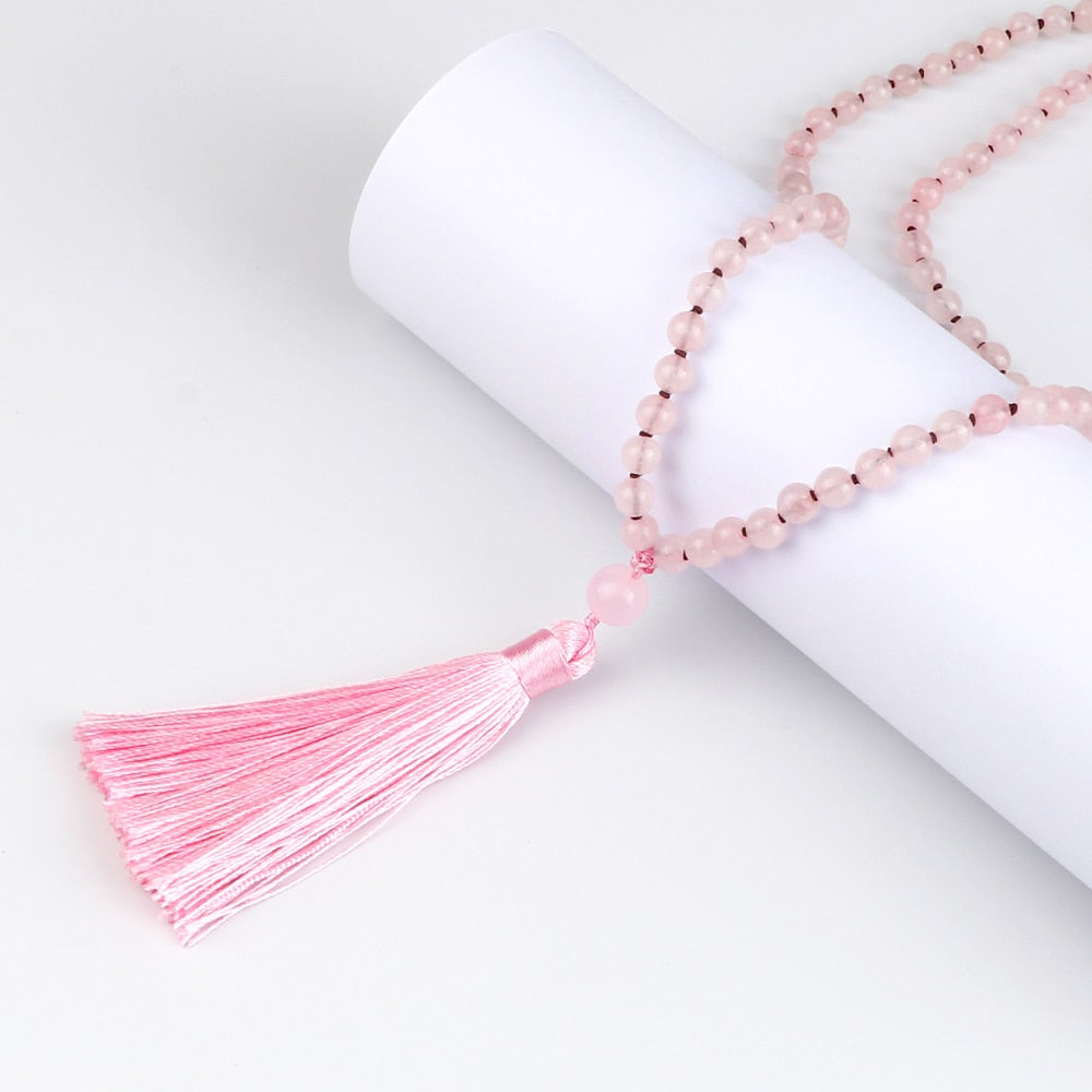 Pink Quartz Beads Necklace Fashion Women