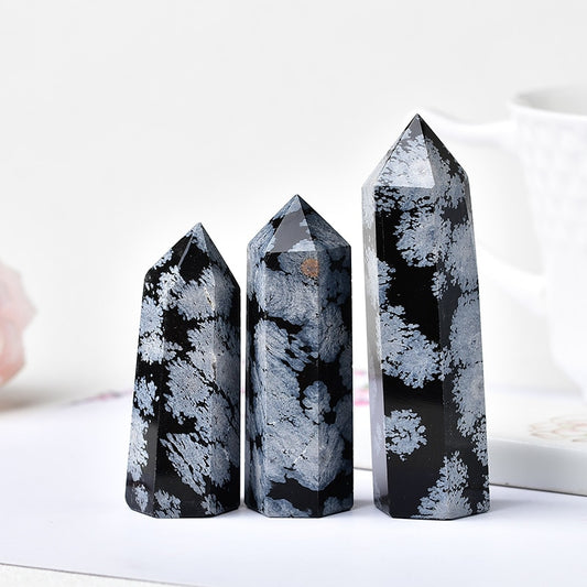 Natural Snowflake Obsidian Quartz Crystal Point