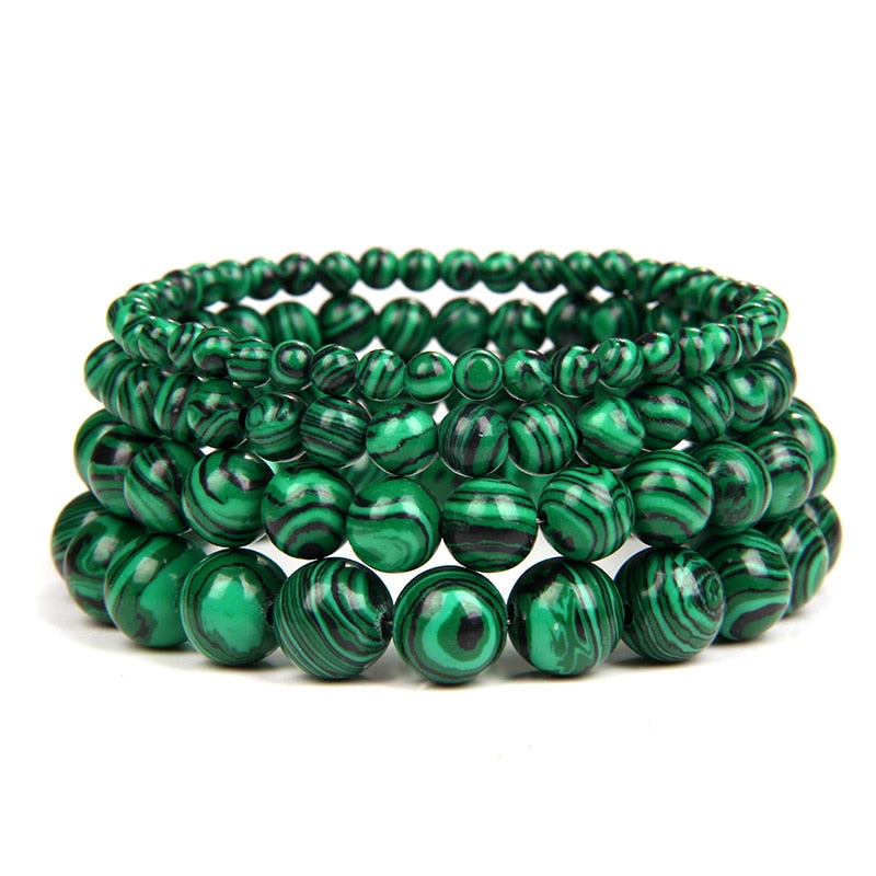 Natural Green Malachite Stone Bracelet Round Beads