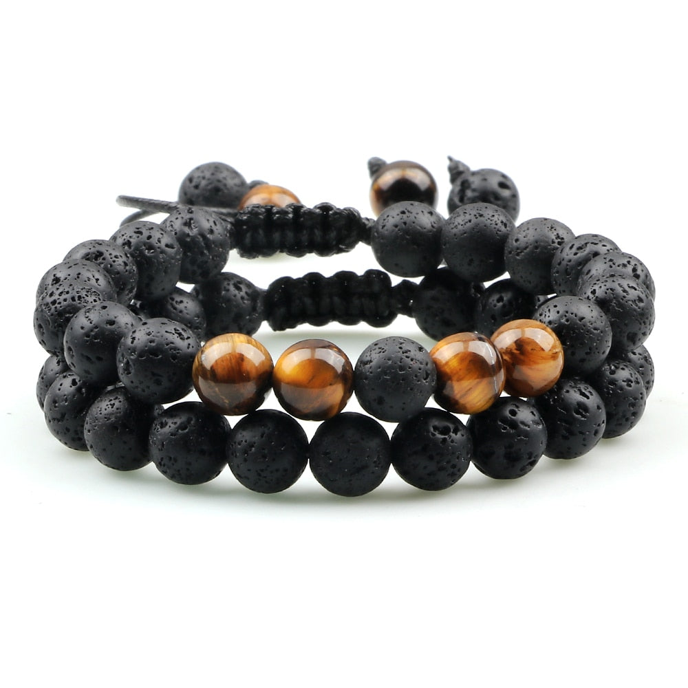 Adjustable Braided Natural Stone Beads Bracelets