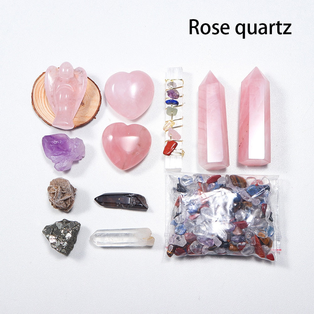 Natural Crystal Set Amethyst Clear Quartz Rose Quartz