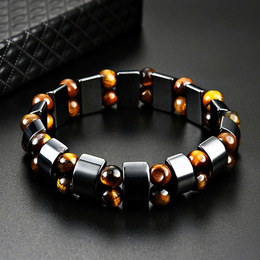 Double Hematite Tiger Eye Bracelets Men Tiger Eye