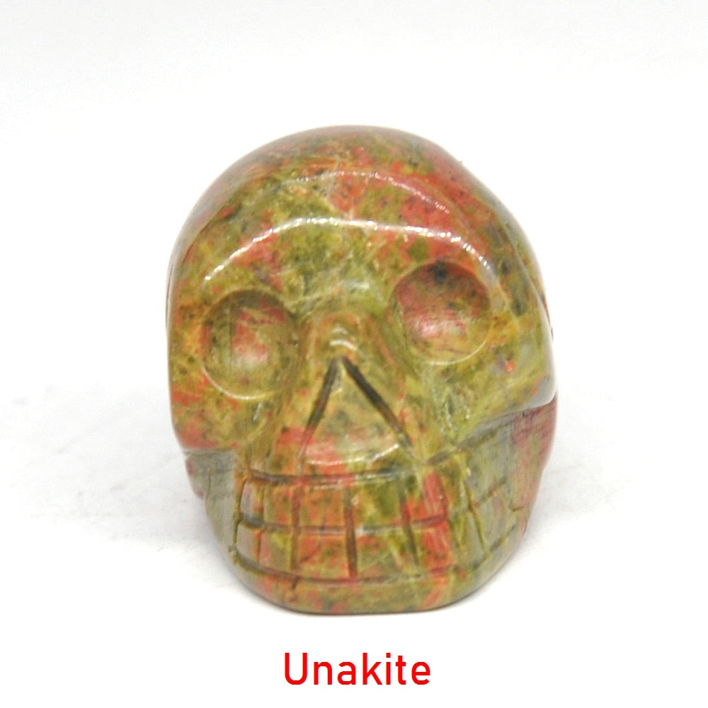 Skull Statue Natural Stone Carved Decoration Healing