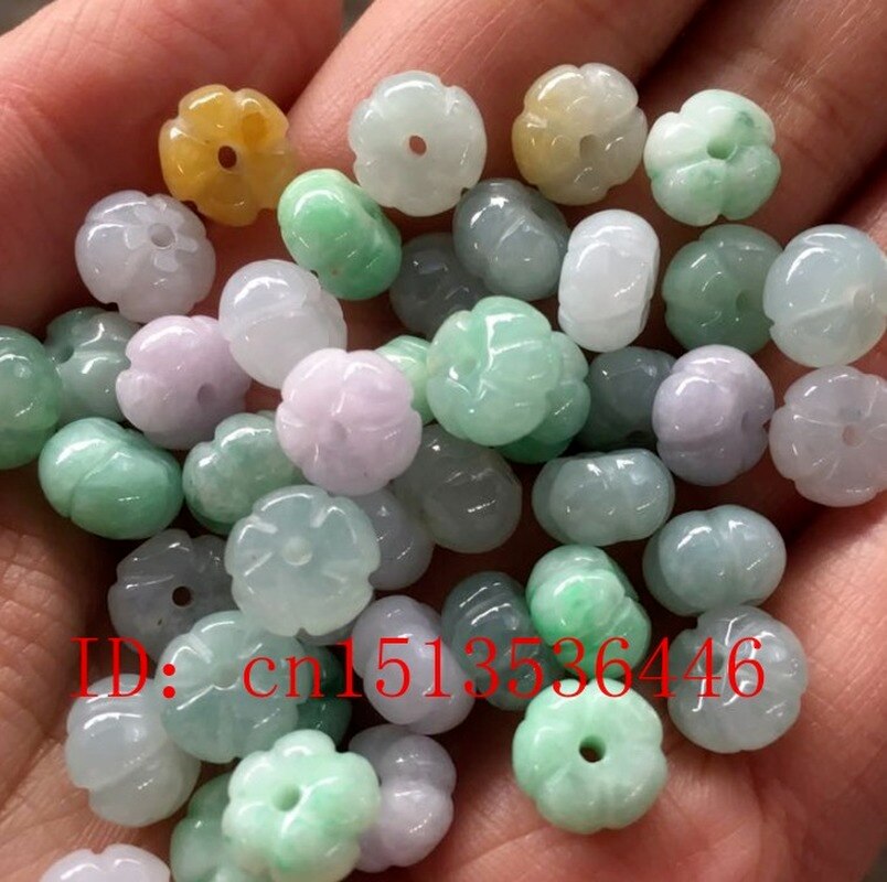 10PC Jade Emerald Tri-coloured Pumpkin Bead