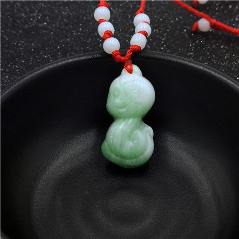 White Jade Zodiac Pendant Natural Animal Necklace