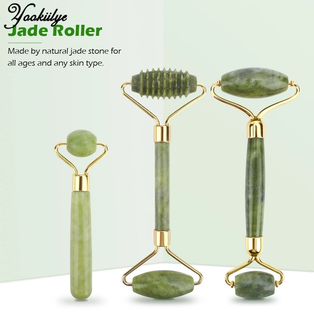 Natural Jade Massage Roller Rose Quartz Double Heads