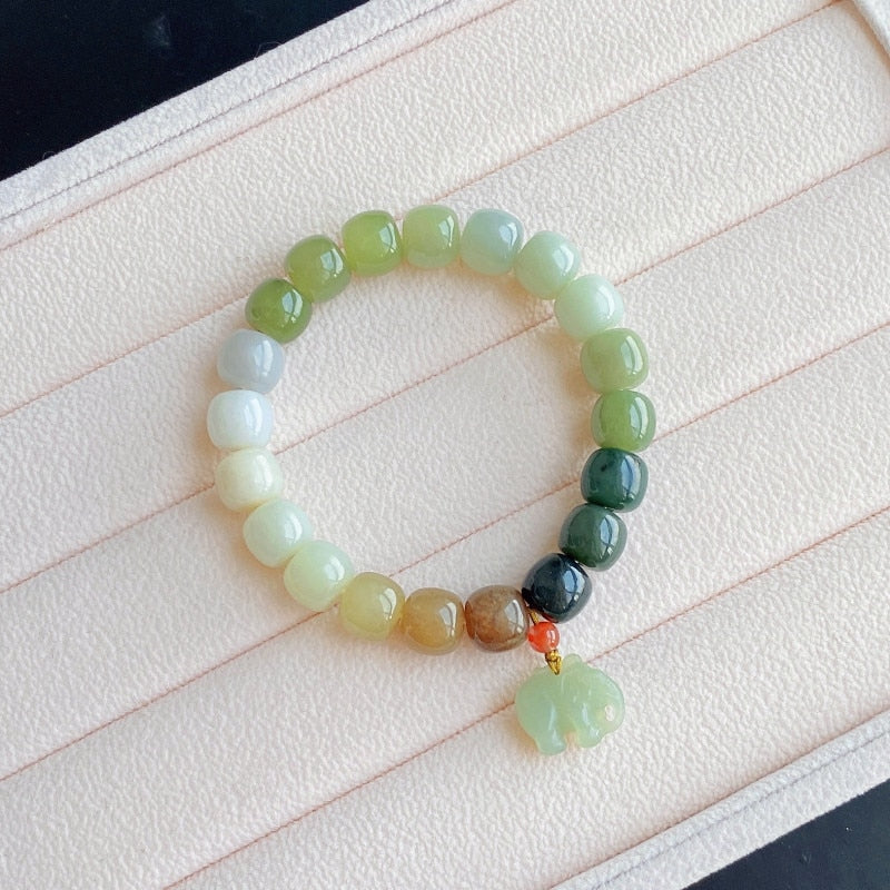 Natural Stone Hetian Jade Beaded Bracelet