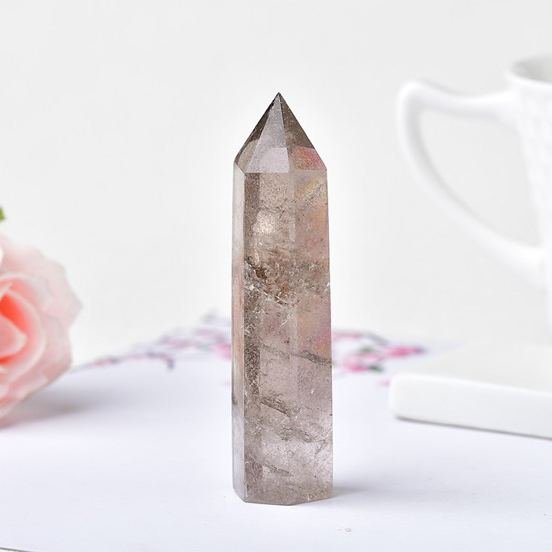 Natural Smoky Quartz Crystal Point Reiki Healing Prisms