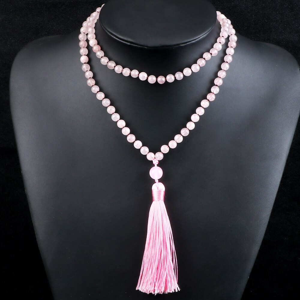 Pink Quartz Beads Necklace Fashion Women