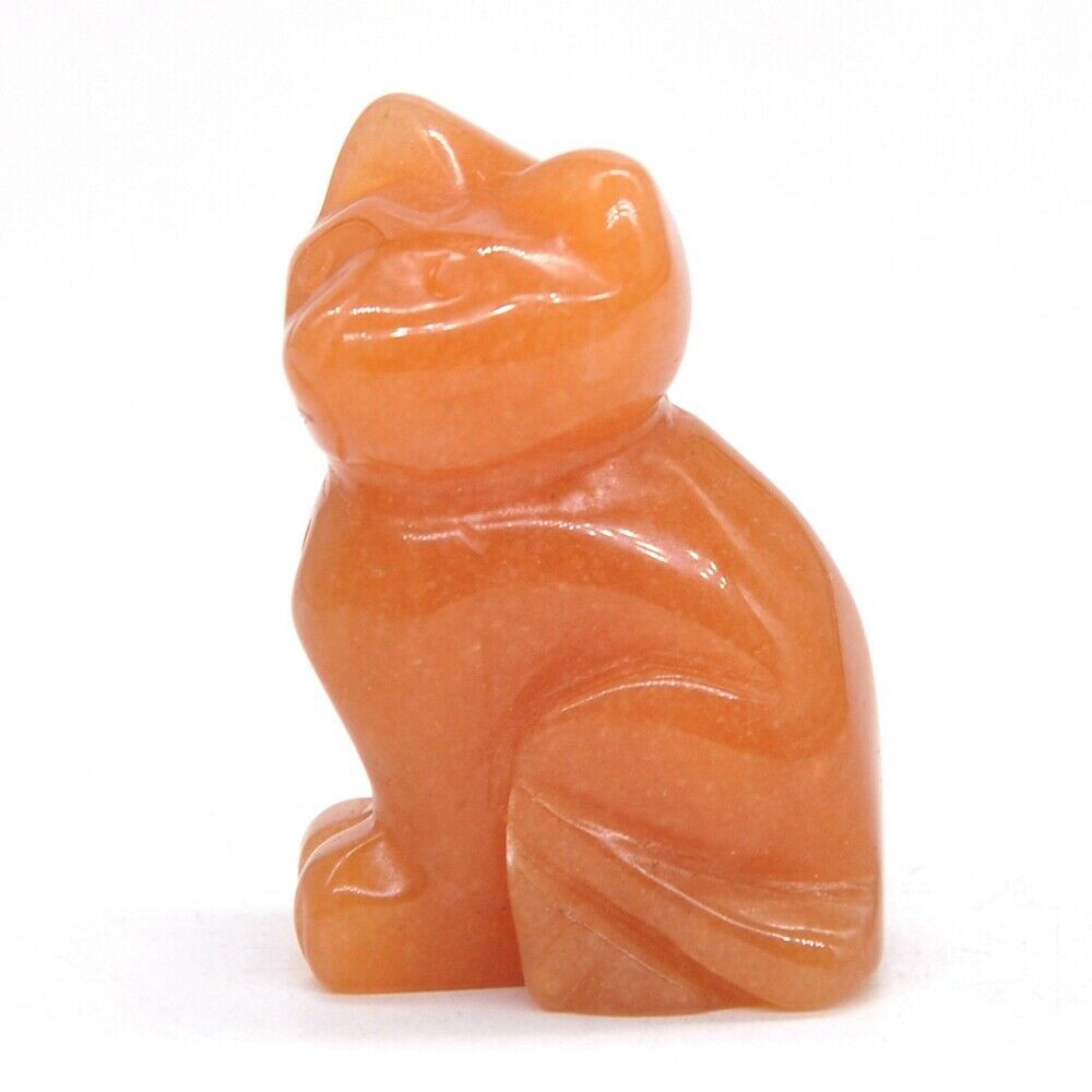 Cat Statue Natural Gemstone Carving Healing