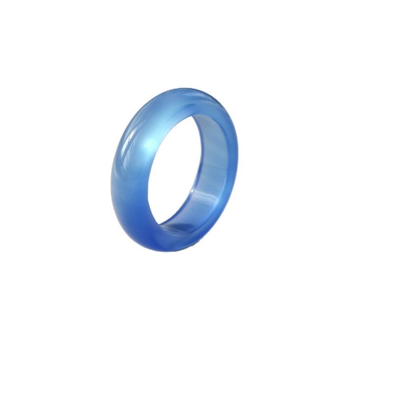 Natural blue agate ring for men women