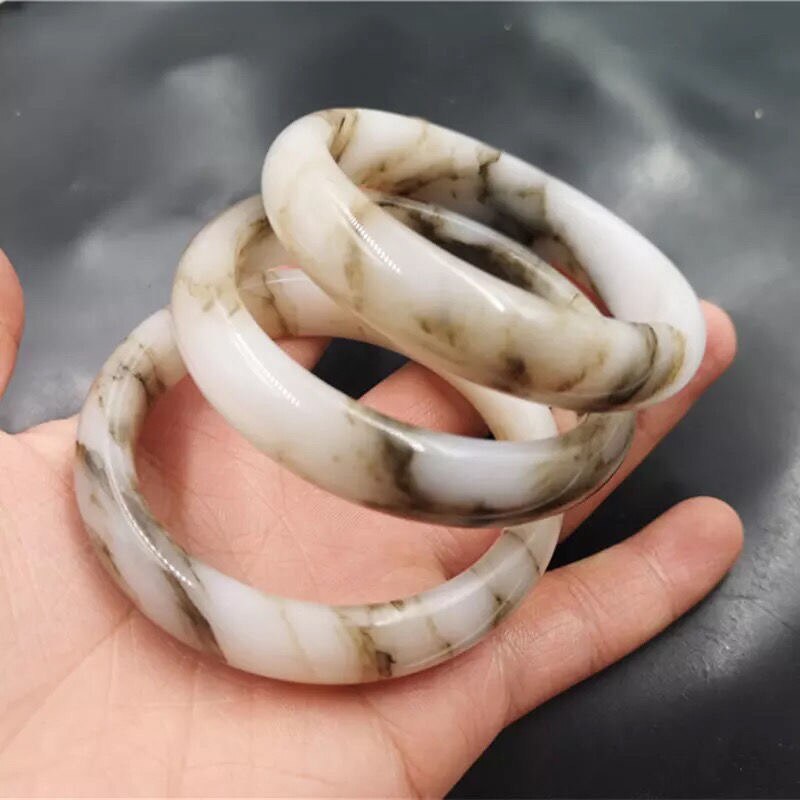 Carved  Wide Strip Jade Bracelet
