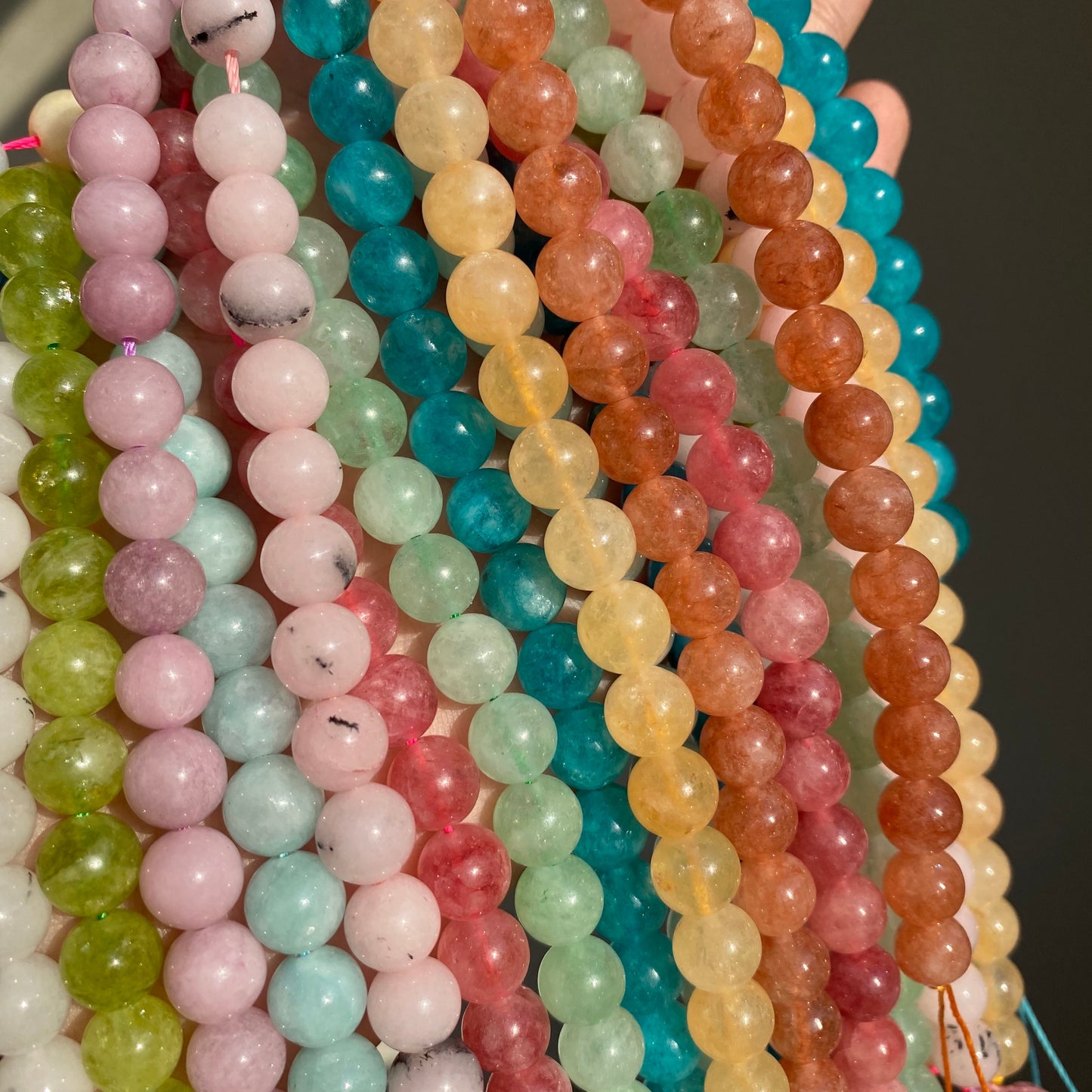 Natural Gems Jades Stone Beads Multicolor Chalcedonies