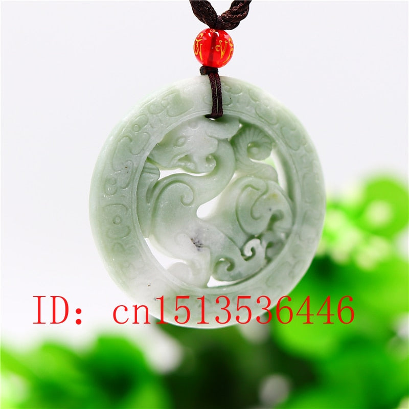 Natural  White Jade Dragon Pendant Necklace Jewelry