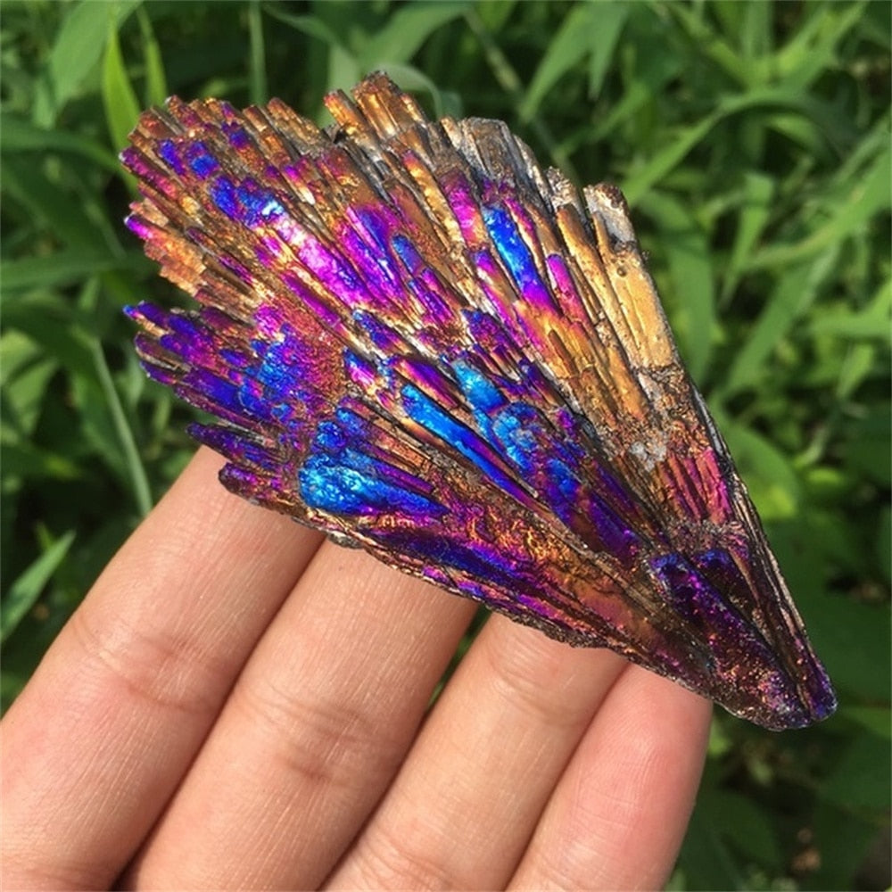 Natural Quartz Crystal Rainbow Titanium Cluster