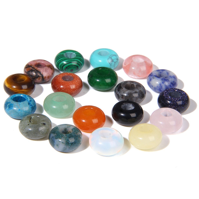 Wholesale Big Hole Bead Pendant Natural Round Jades