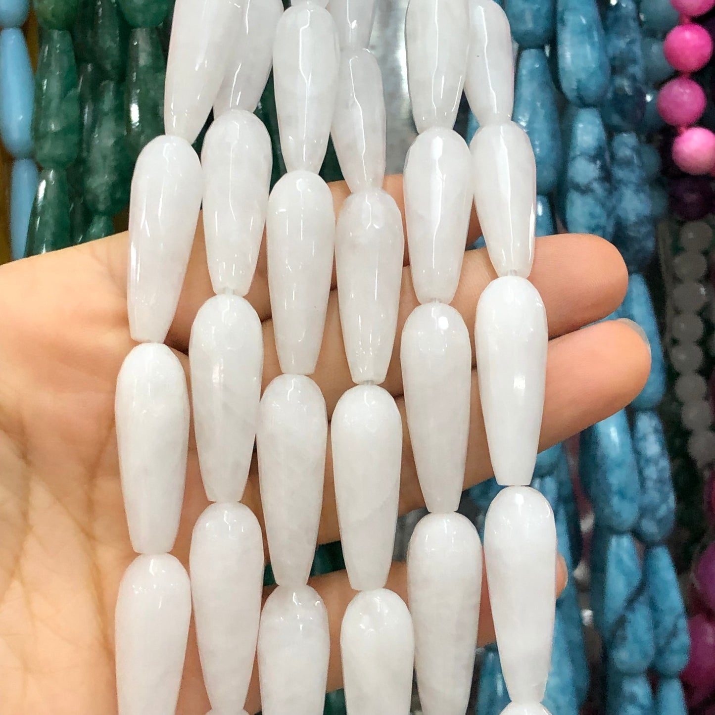 Water Drop Faceted Colorful Chalcedony Jades Natural Stone