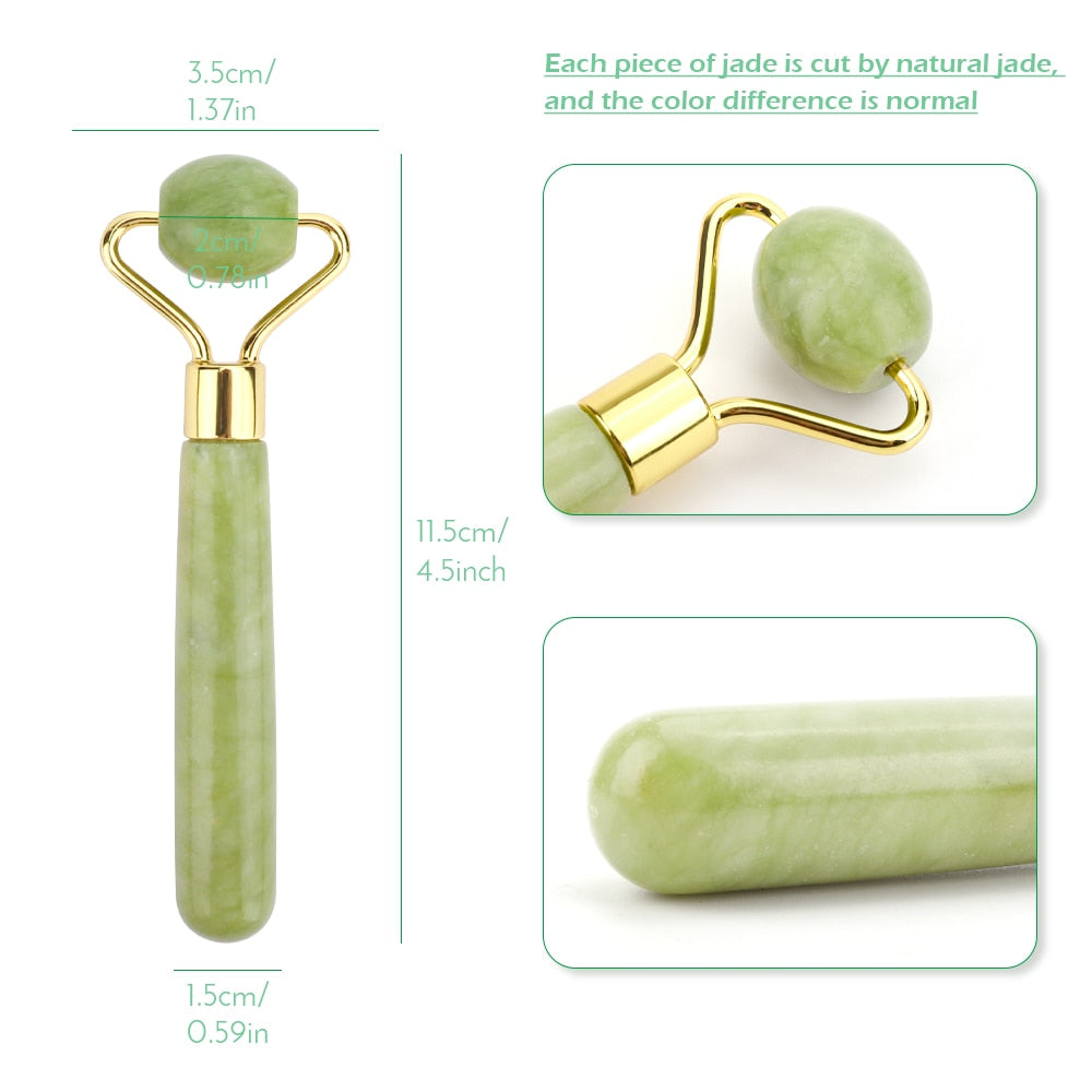 Natural Jade Massage Roller Rose Quartz Double Heads