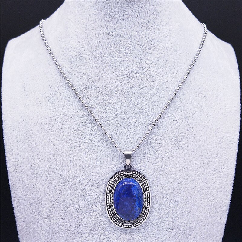 Natural Stone Lapis Lazuli Big Long Bohemia Charm