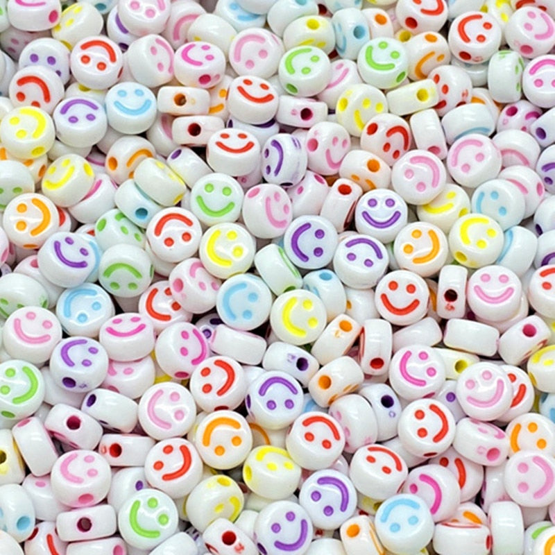 Oval Shape Acrylic Spaced Beads Smile Face Beads