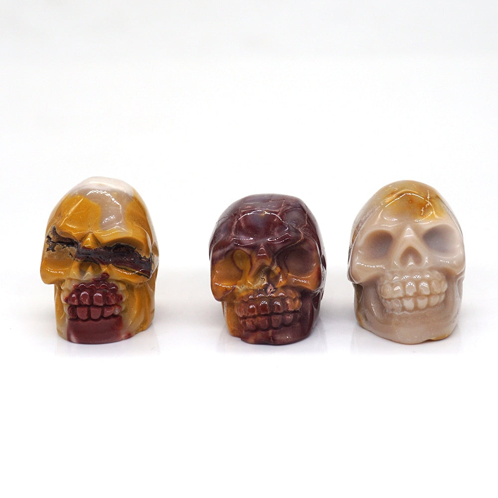 Skull Statue Natural Stone Carved Decoration Healing