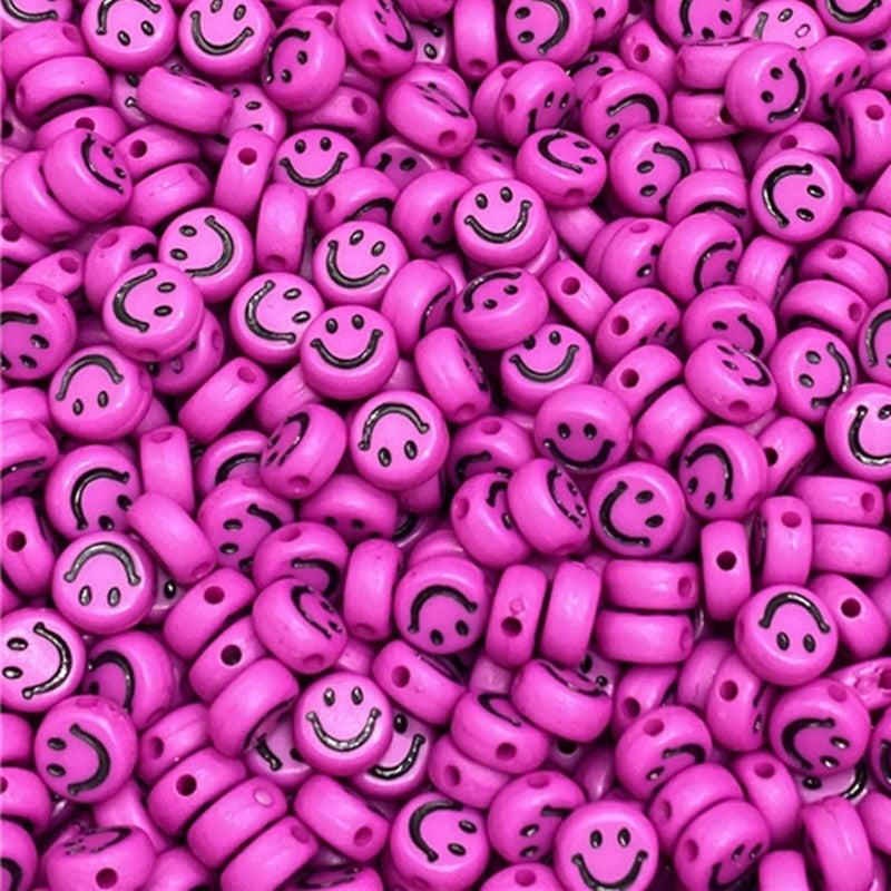 Oval Shape Acrylic Spaced Beads Smile Face Beads