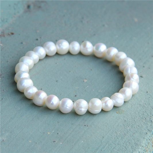 Simple Round White Pearls Beaded Bracelet Jewelry