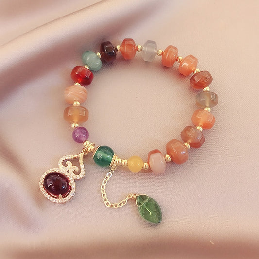 Gourd Shape Natural Agate Jade Beaded Bracelets